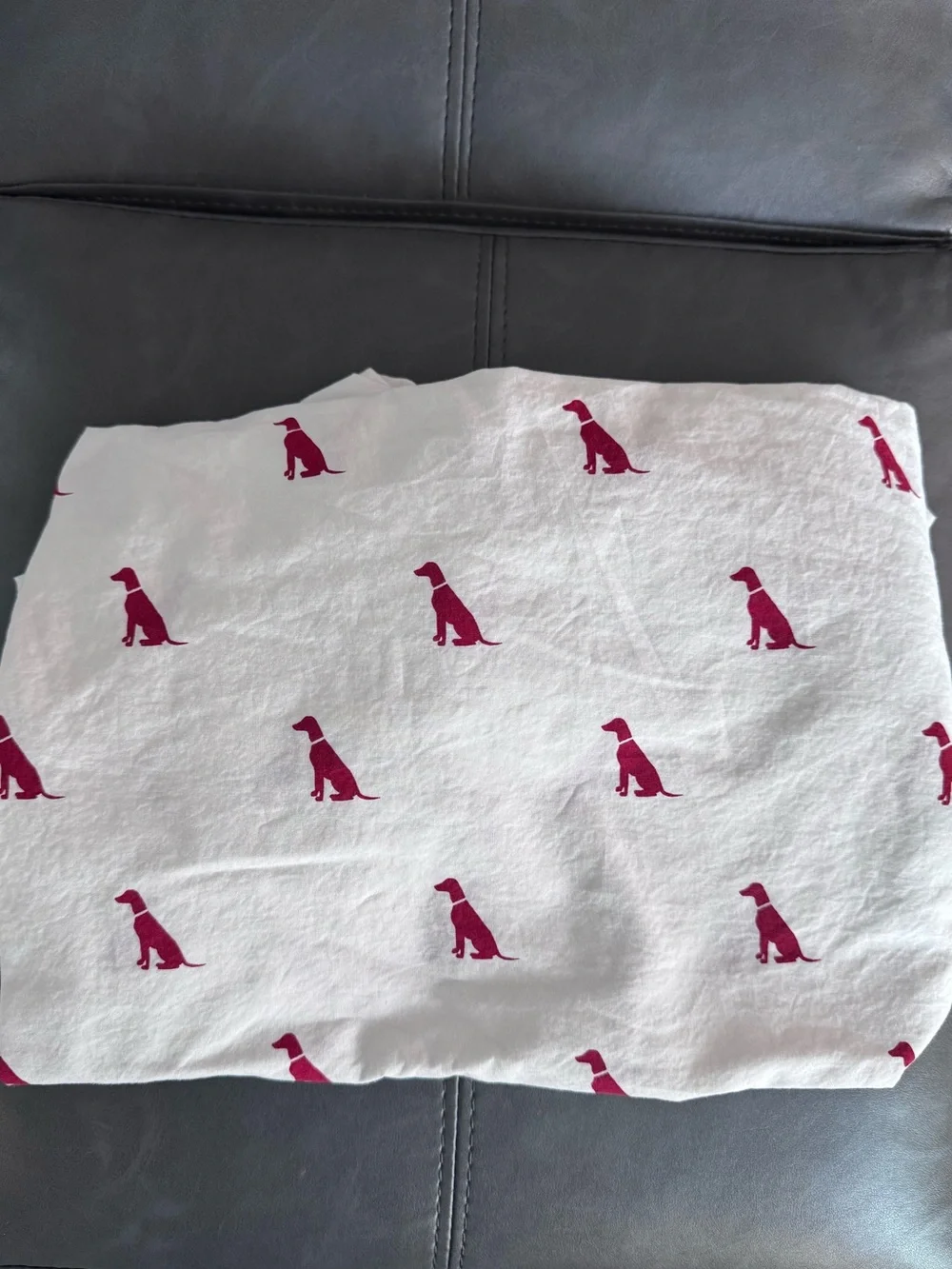 PB Kids White Cotton Crib Sheet with Red Dog Print
